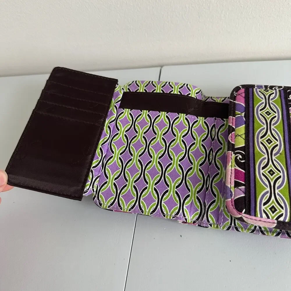 Vera Bradley Purple Punch Euro Wallet Tri-Fold Lightweight Cotton Card ID Holder - Picture 9 of 10